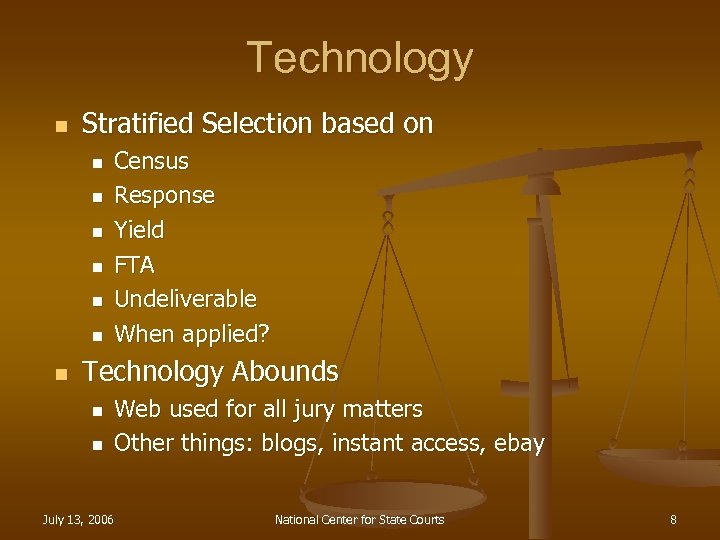 Technology n Stratified Selection based on n n n Census Response Yield FTA Undeliverable