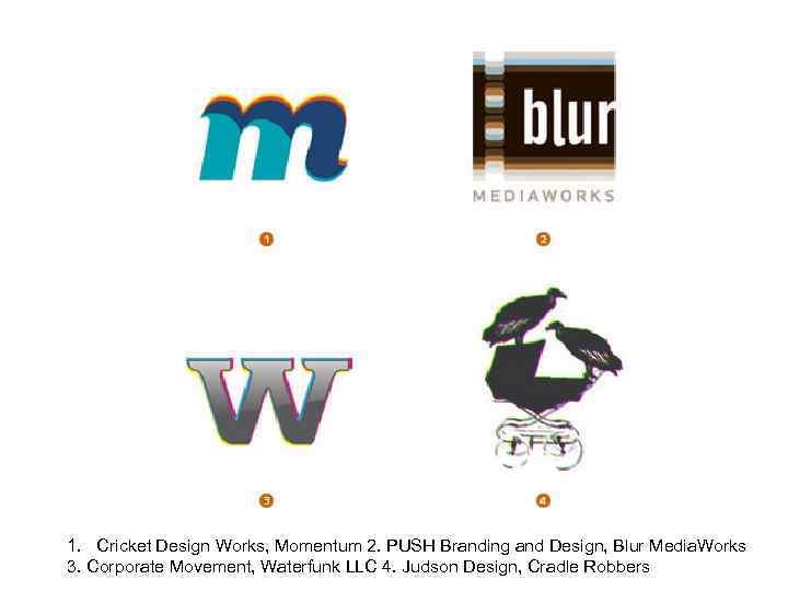 1. Cricket Design Works, Momentum 2. PUSH Branding and Design, Blur Media. Works 3.