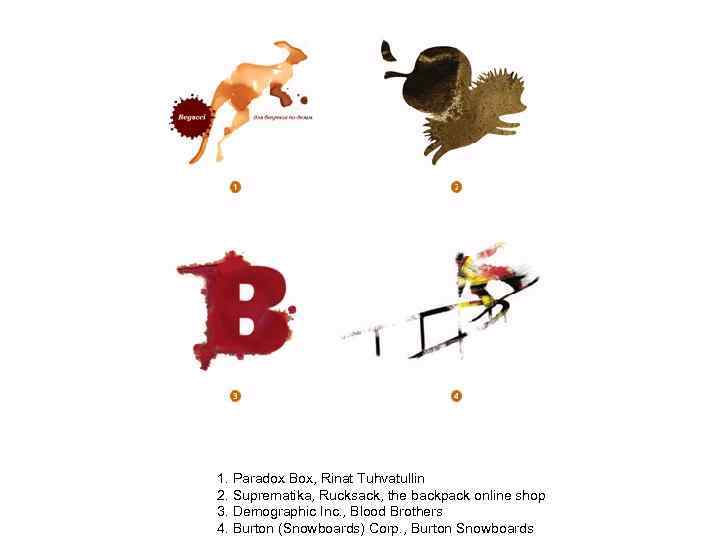 1. Paradox Box, Rinat Tuhvatullin 2. Suprematika, Rucksack, the backpack online shop 3. Demographic