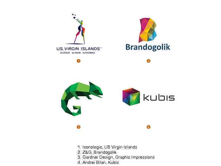 1. Iconologic, US Virgin Islands 2. Z&G, Brandogolik 3. Gardner Design, Graphic Impressions 4.