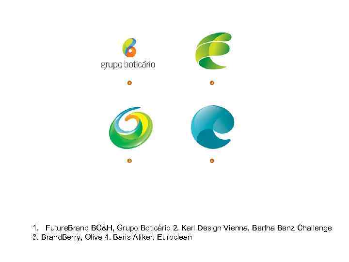 1. Future. Brand BC&H, Grupo Boticário 2. Karl Design Vienna, Bertha Benz Challenge 3.