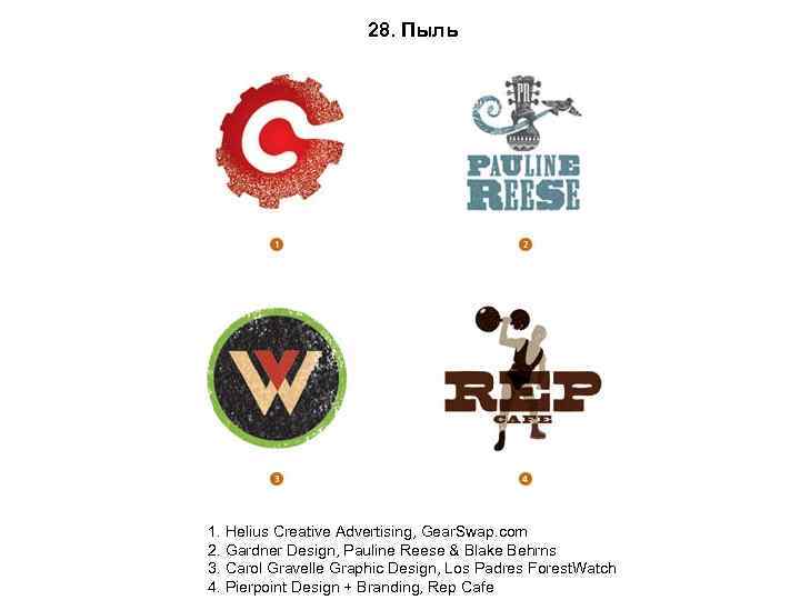 28. Пыль 1. Helius Creative Advertising, Gear. Swap. com 2. Gardner Design, Pauline Reese