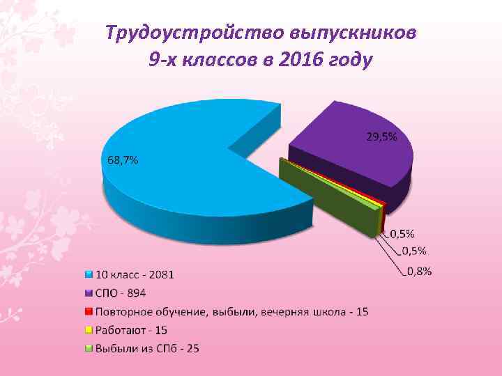 Трудоустройство выпускников 9 -х классов в 2016 году 