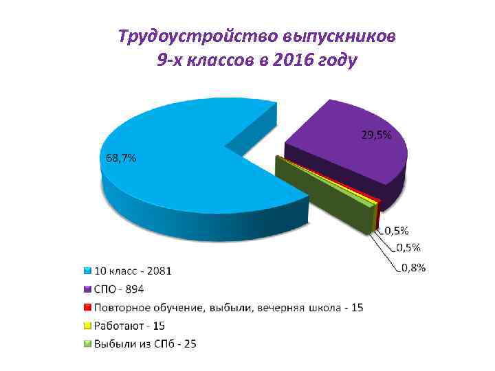 Трудоустройство выпускников 9 -х классов в 2016 году 