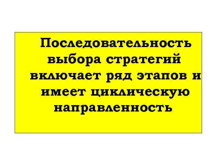 Последовательность выбора стратегий включает ряд этапов и имеет циклическую направленность 