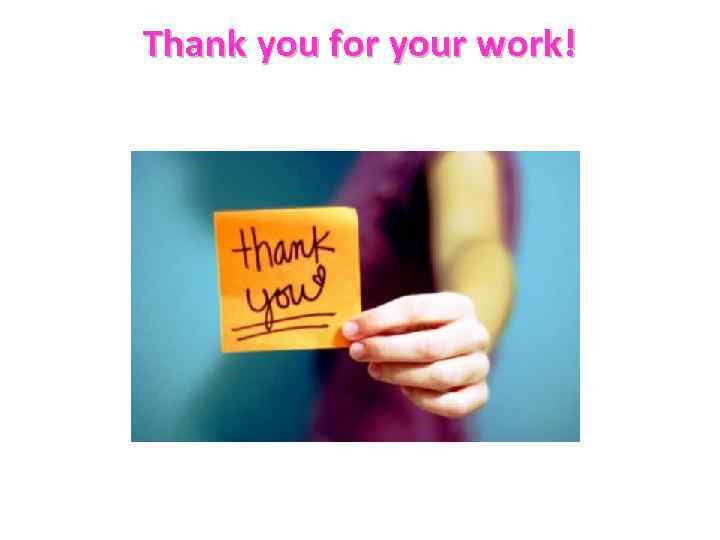 Thank you for your work! 