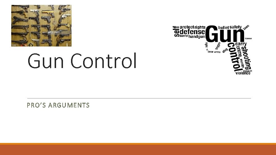 Gun Control PRO’S ARGUMENTS 