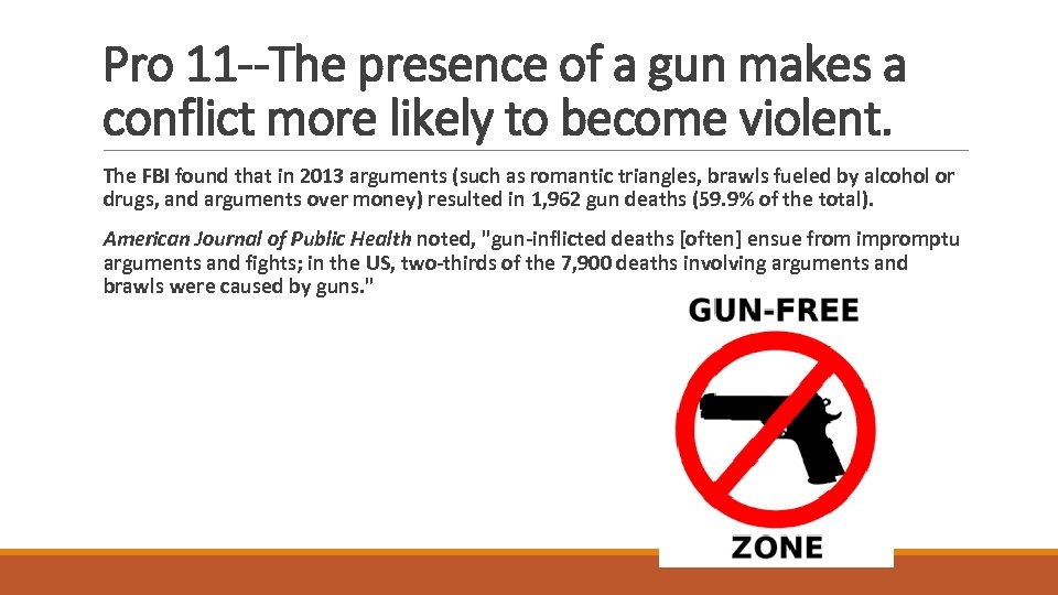 Pro 11 --The presence of a gun makes a conflict more likely to become