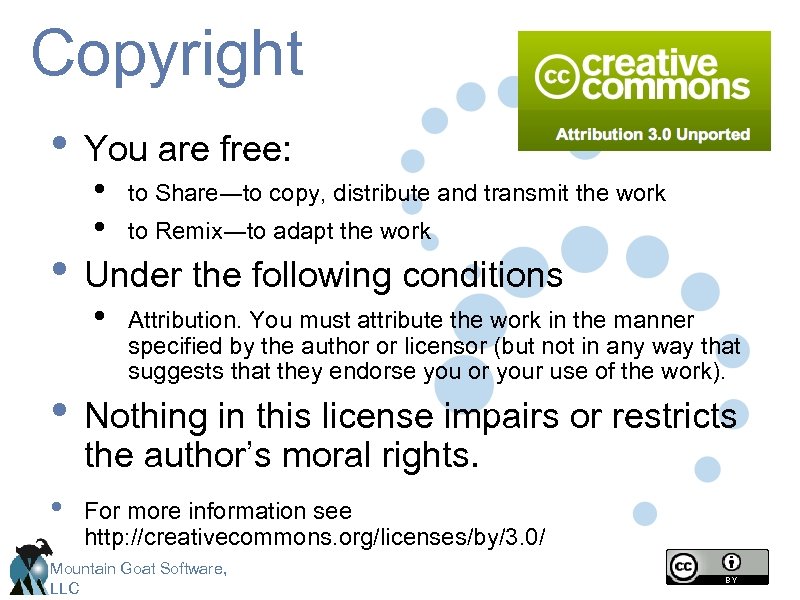 Copyright • You are free: • • to Share―to copy, distribute and transmit the