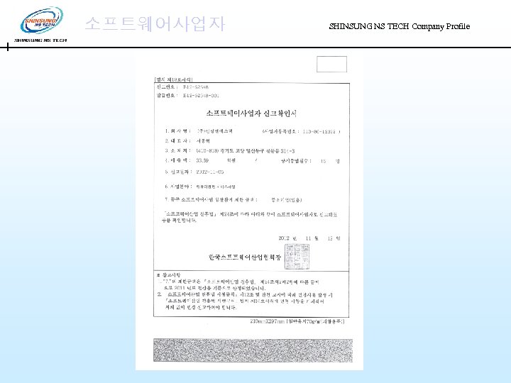 소프트웨어사업자 SHINSUNG NS TECH Company Profile 
