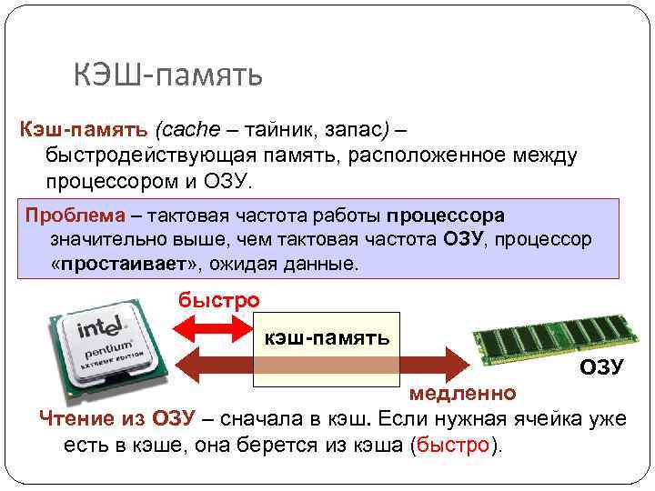 Память какого типа обычно имеет наименьший объем кэш память озу регистровая