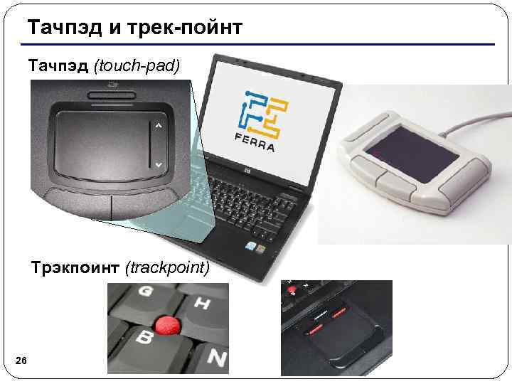 Тачпэд и трек-пойнт Тачпэд (touch-pad) Трэкпоинт (trackpoint) 26 