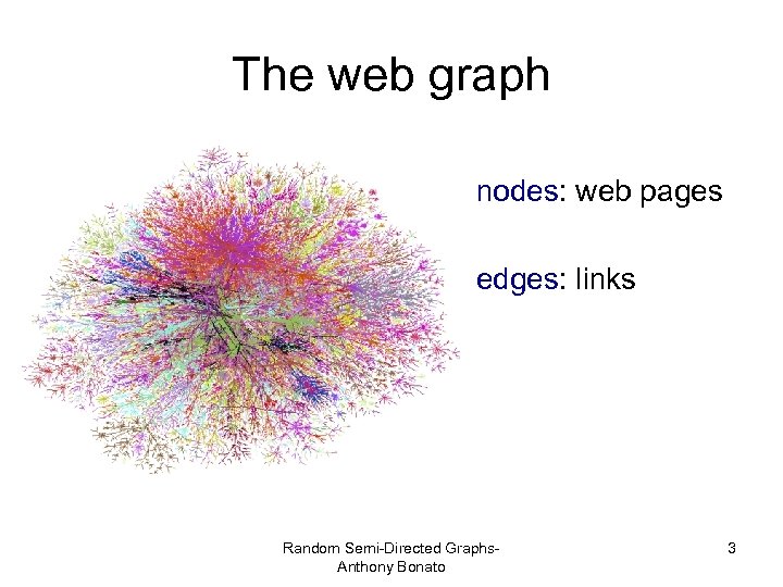 The web graph • nodes: web pages • edges: links Random Semi-Directed Graphs. Anthony