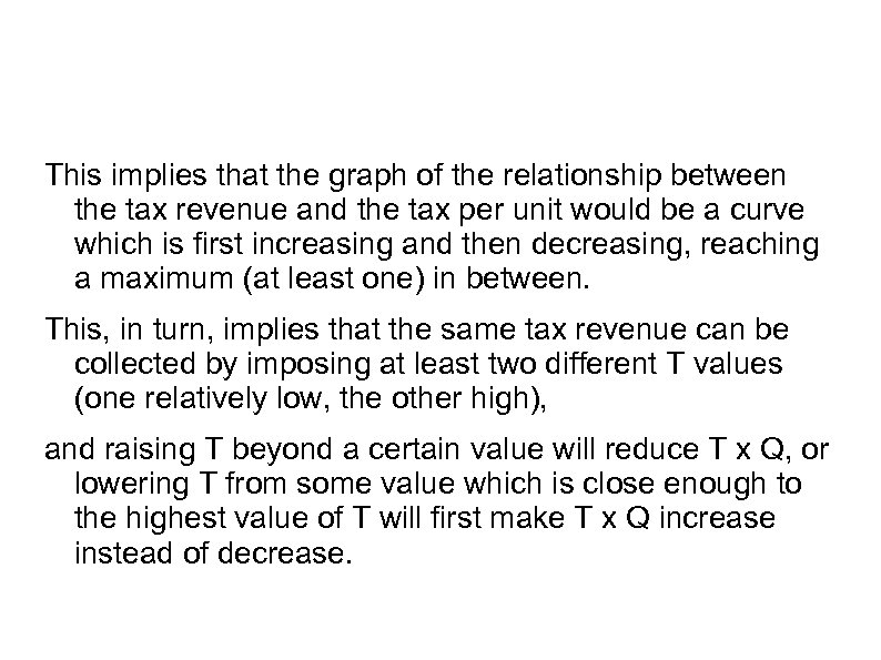 This implies that the graph of the relationship between the tax revenue and the