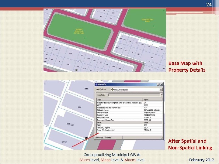 24 Base Map with Property Details After Spatial and Non-Spatial Linking Conceptualizing Municipal GIS