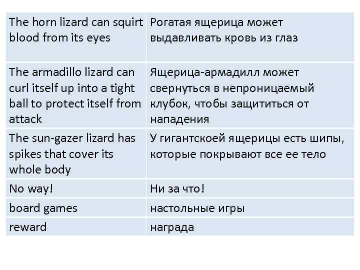 The horn lizard can squirt Рогатая ящерица может blood from its eyes выдавливать кровь