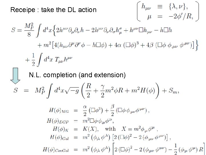 Receipe : take the DL action N. L. completion (and extension) 