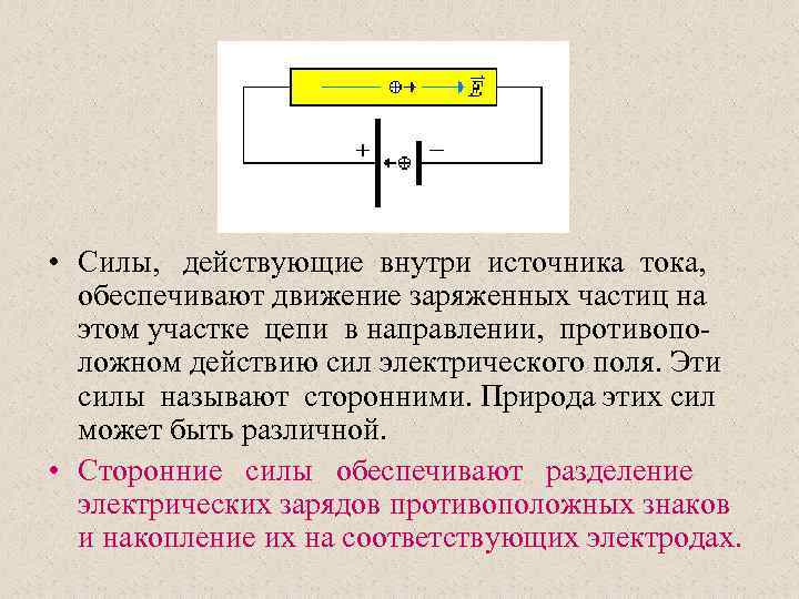 Какая сила идет. Внутри источника тока действуют. Сила внутри источника тока. Ток внутри источника. Какие силы действуют внутри источника тока.