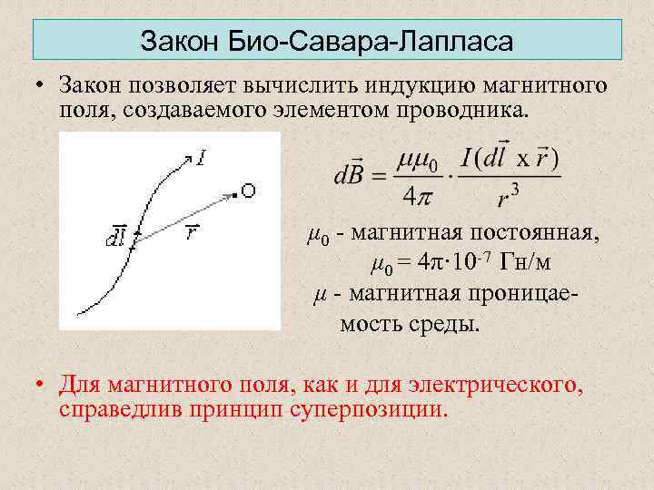 Закон био савара лапласа формула