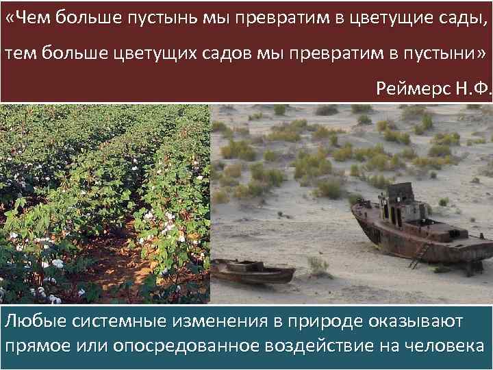  «Чем больше пустынь мы превратим в цветущие сады, тем больше цветущих садов мы