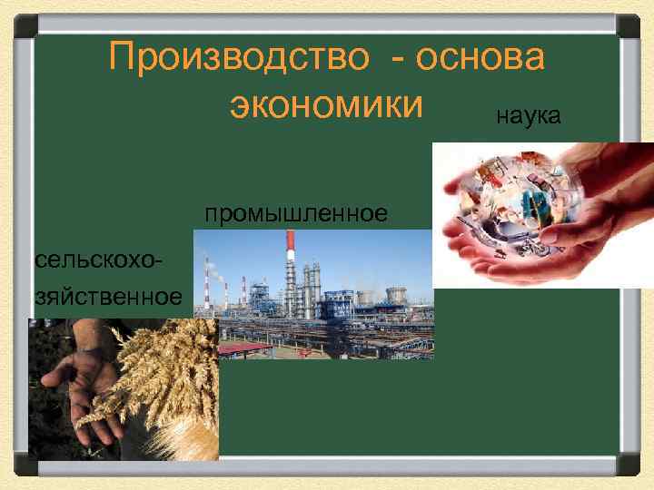 Производство - основа экономики наука промышленное сельскохозяйственное 