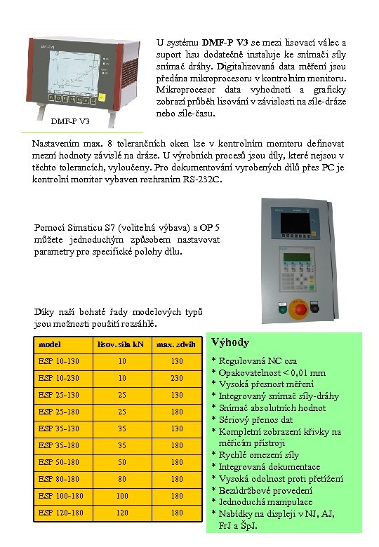 U systému DMF-P V 3 se mezi lisovací válec a suport lisu dodatečně instaluje