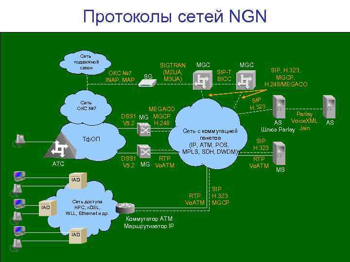 Протоколы сетей NGN Сеть подвижной связи ОКС № 7 INAP, MAP Сеть ОКС №