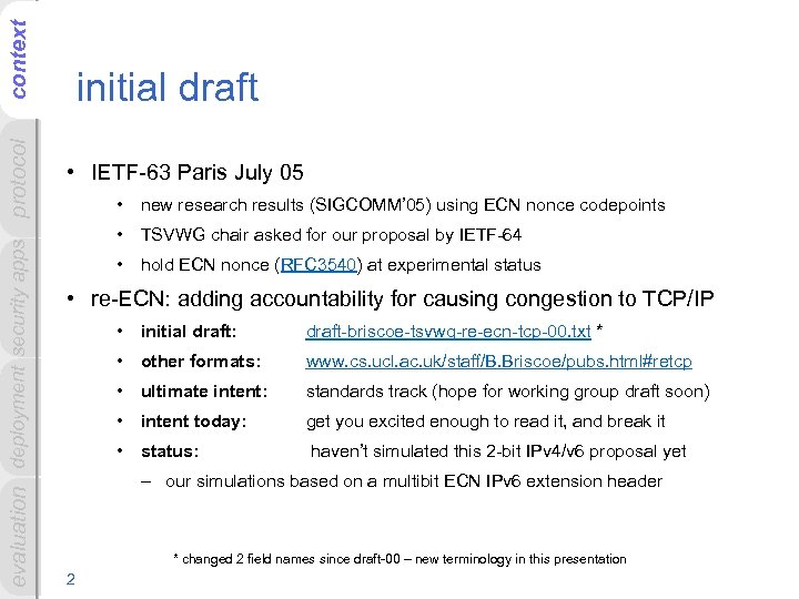 context evaluation deployment security apps protocol initial draft • IETF-63 Paris July 05 •