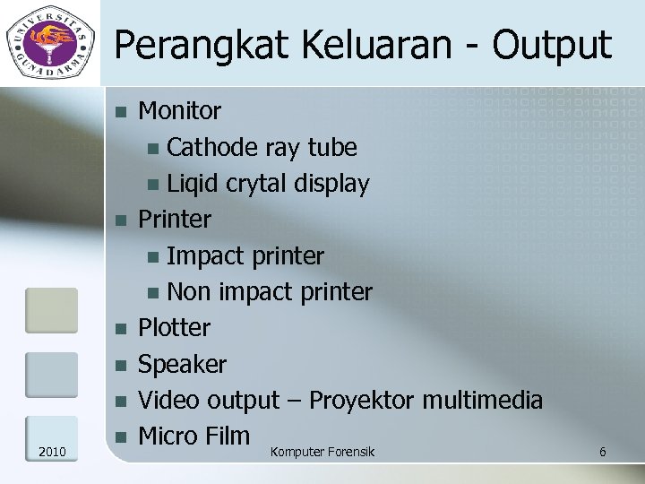 Perangkat Keluaran - Output n n n 2010 n Monitor n Cathode ray tube