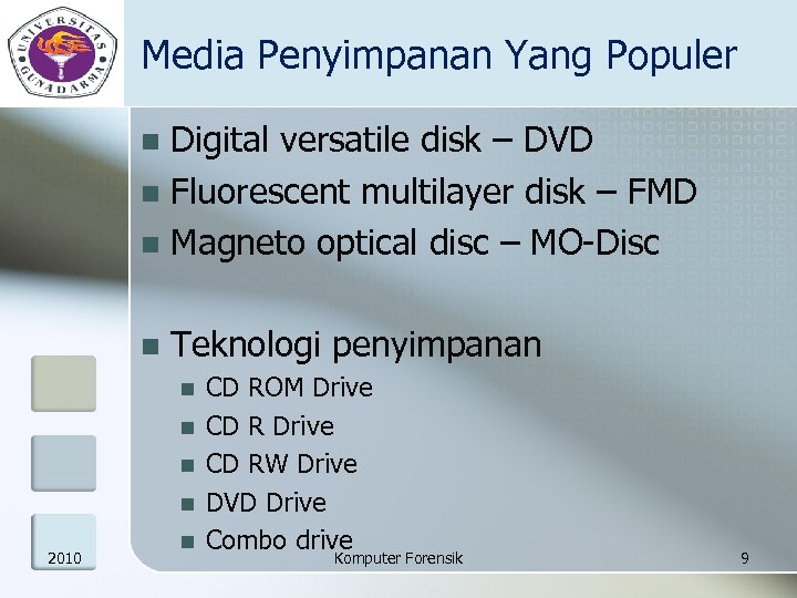 Media Penyimpanan Yang Populer Digital versatile disk – DVD n Fluorescent multilayer disk –