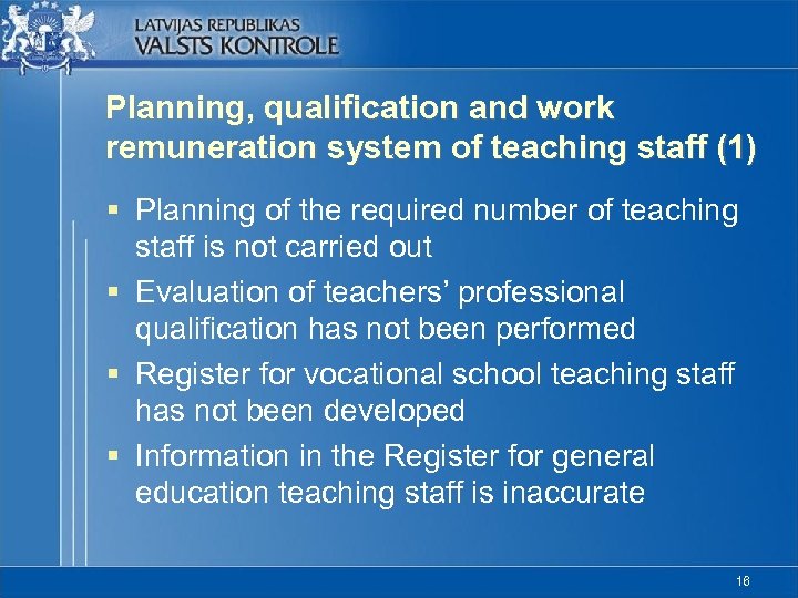 Planning, qualification and work remuneration system of teaching staff (1) § Planning of the