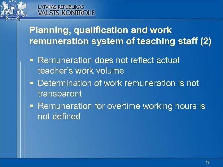 Planning, qualification and work remuneration system of teaching staff (2) § Remuneration does not