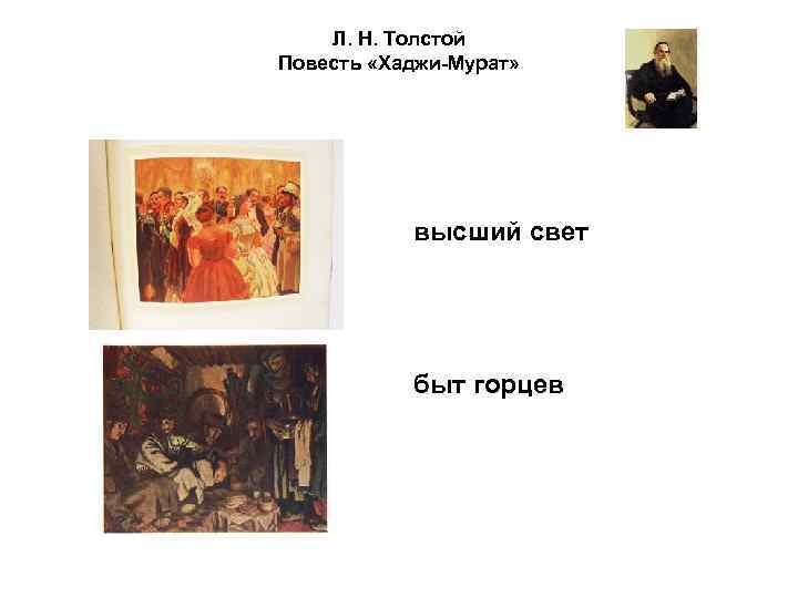 Л. Н. Толстой Повесть «Хаджи-Мурат» высший свет быт горцев 