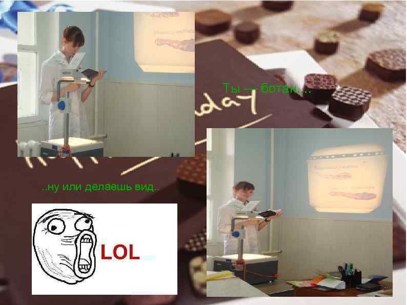 Ты — ботан. . . ну или делаешь вид. . 