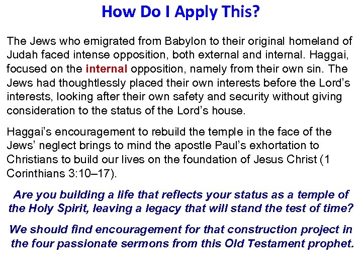 How Do I Apply This? The Jews who emigrated from Babylon to their original