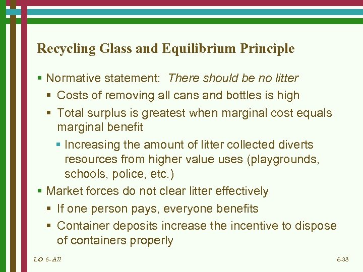 Recycling Glass and Equilibrium Principle § Normative statement: There should be no litter §