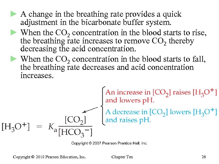 ► A change in the breathing rate provides a quick adjustment in the bicarbonate