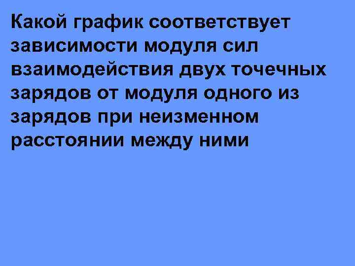 Какой график соответствует зависимости модуля сил взаимодействия двух точечных зарядов от модуля одного из