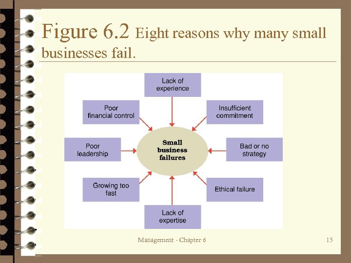 Figure 6. 2 Eight reasons why many small businesses fail. Management - Chapter 6