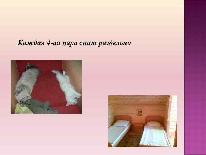 Каждая 4 -ая пара спит раздельно 