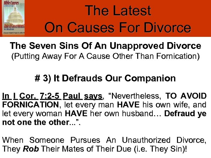 The Latest On Causes For Divorce The Seven Sins Of An Unapproved Divorce (Putting