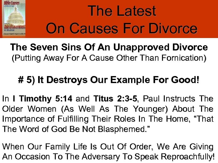 The Latest On Causes For Divorce The Seven Sins Of An Unapproved Divorce (Putting