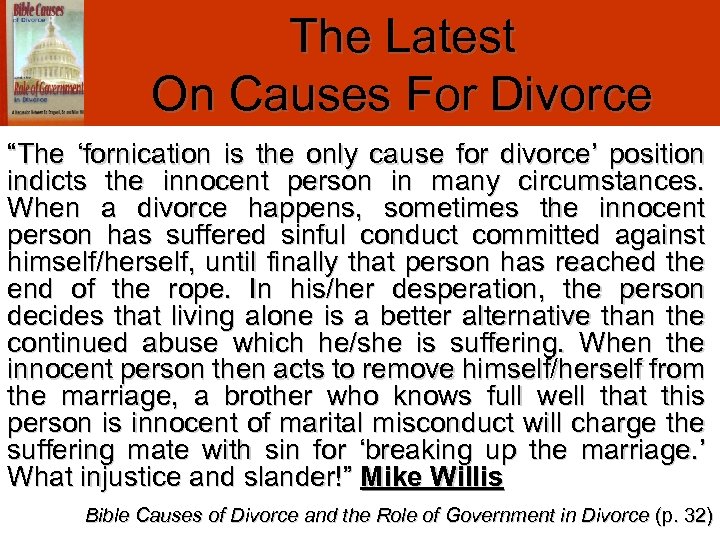 The Latest On Causes For Divorce “The ‘fornication is the only cause for divorce’