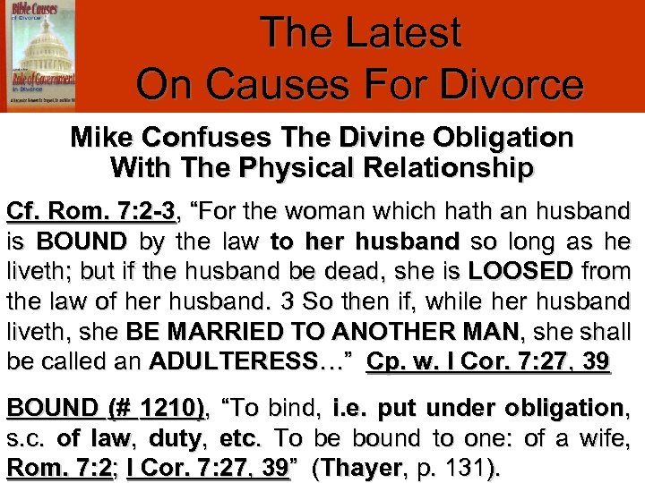 The Latest On Causes For Divorce Mike Confuses The Divine Obligation With The Physical