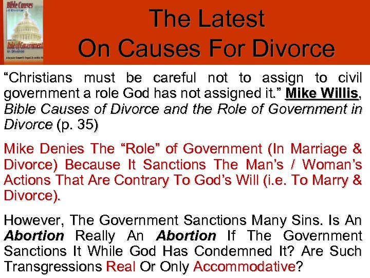 The Latest On Causes For Divorce “Christians must be careful not to assign to