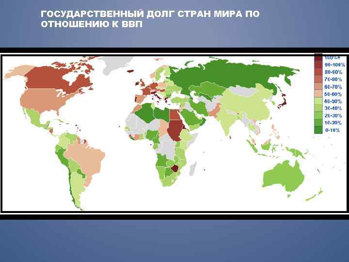 ГОСУДАРСТВЕННЫЙ ДОЛГ СТРАН МИРА ПО ОТНОШЕНИЮ К ВВП 