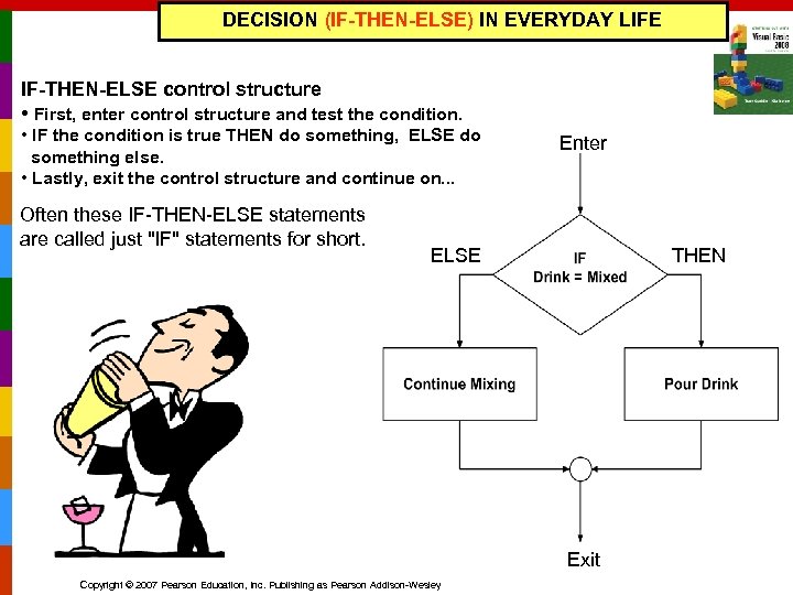 DECISION (IF-THEN-ELSE) IN EVERYDAY LIFE IF-THEN-ELSE control structure • First, enter control structure and