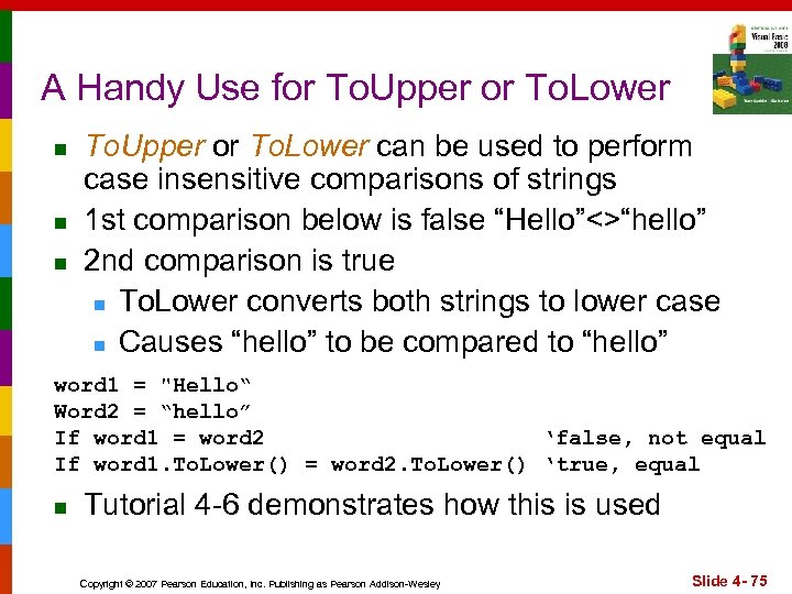 A Handy Use for To. Upper or To. Lower n n n To. Upper
