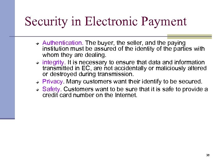 Security in Electronic Payment Authentication. The buyer, the seller, and the paying institution must
