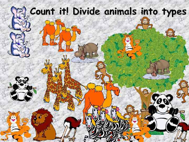 Count it! Divide animals into types 